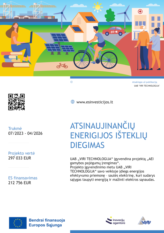 UAB „VIRI TECHNOLOGIJA“ įgyvendina projektą „AEI gamybos pajėgumų įrengimas“